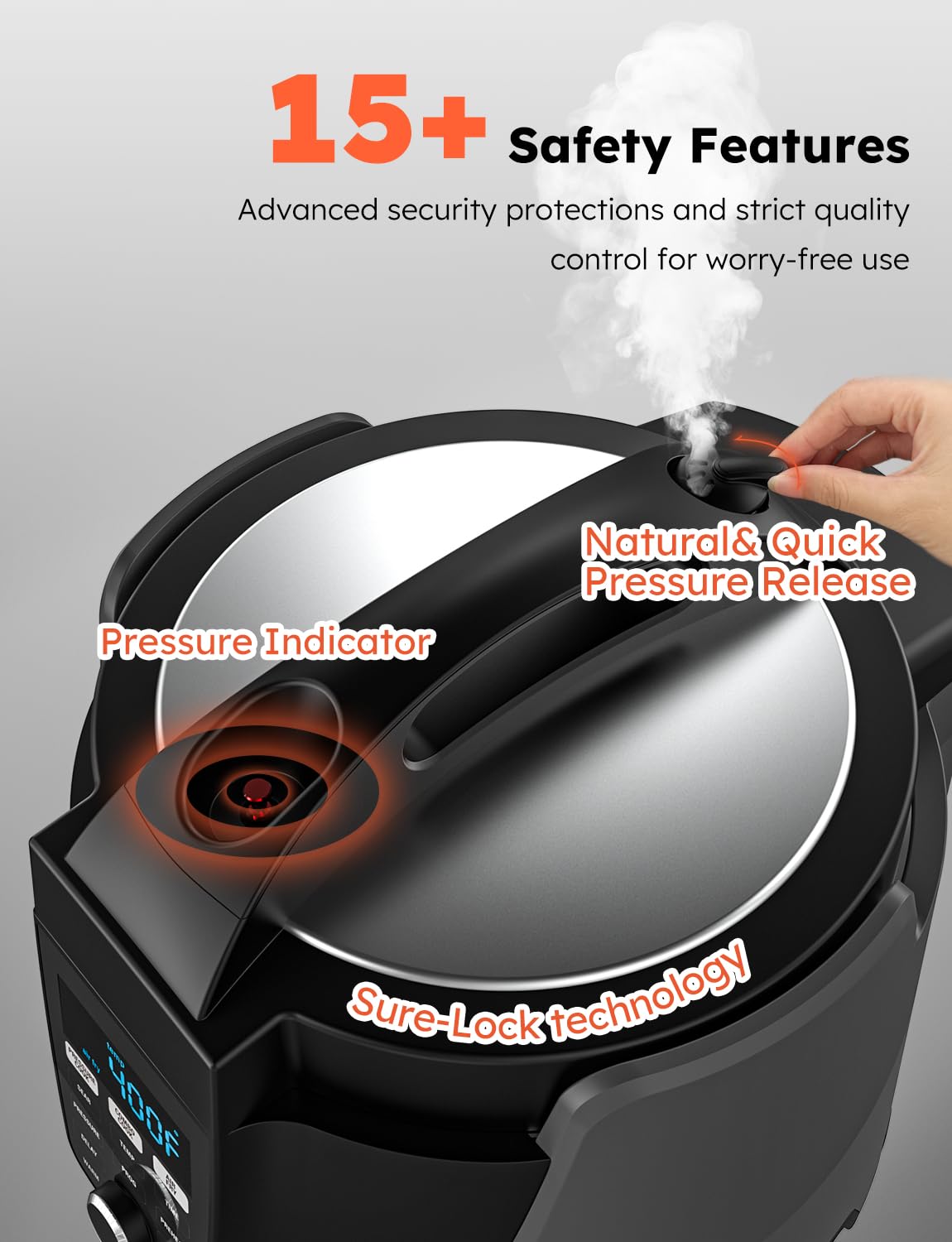 Nuwave Duet - Freidora de aire y olla a presión eléctrica con 2 tapas intercambiables, 300 ajustes preestablecidos de un solo toque, tecnología Crisp&amp;Tender, olla de acero inoxidable resistente de 6 cuartos de galón, más de 15 funciones de seguridad