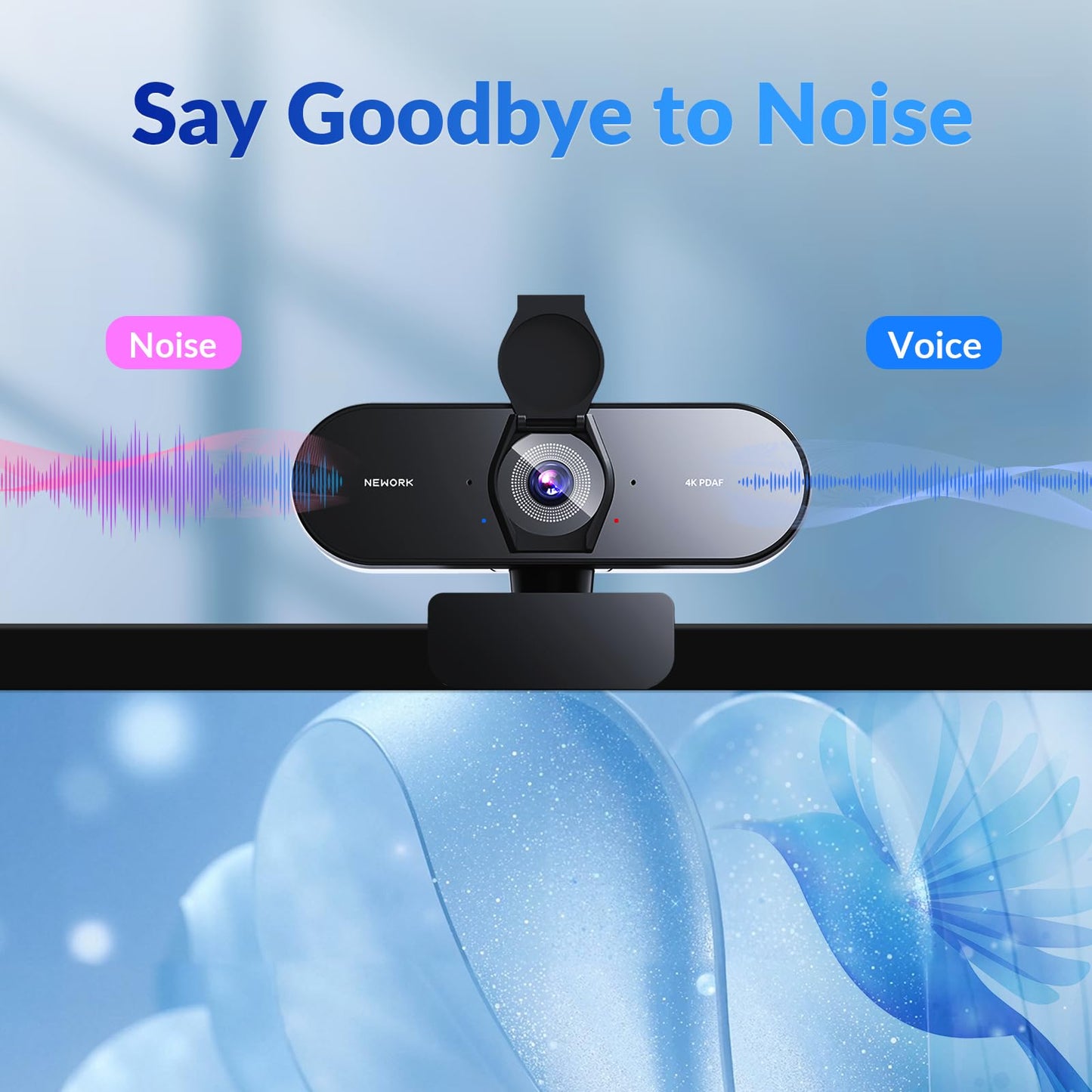 NEWORK 4k Webcam, UHD Webcam 1080P@60FPS, PDAF+CDAF Autofocus, Privacy Cover, Plug&Play, Auto Light Correction, 79°FOV, 2 Noise-Cancelling Mics, Computer Camera 4k for Streaming/Video Calling/Gaming