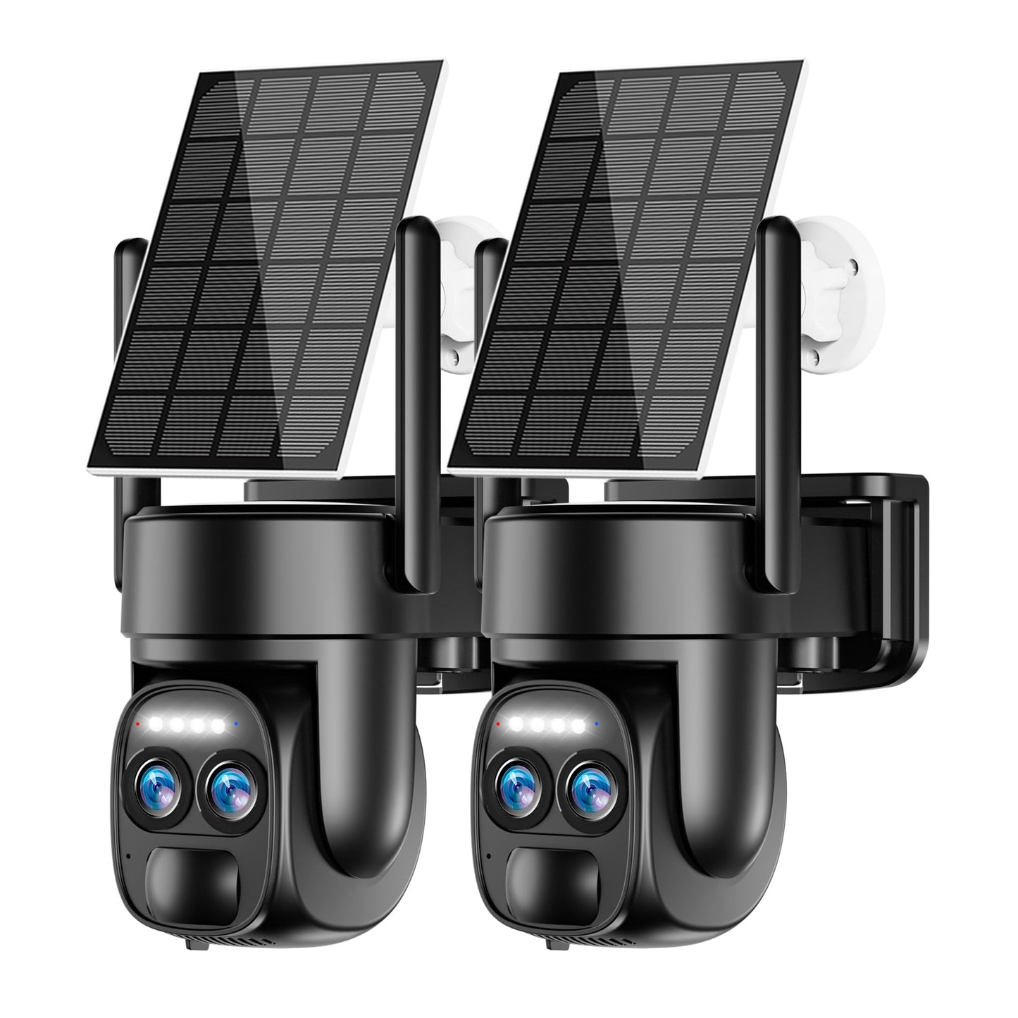 Uniter 4K Solar Security Camera Wireless Outdoor, 2.4g & 5g WiFi, 360° PTZ Home Security Camera with Color Night Vision, Spotlight Siren, PIR Sensor, Motion Detection, Auto Tracking, 2 Pack