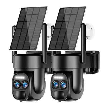 Uniter 4K Solar Security Camera Wireless Outdoor, 2.4g & 5g WiFi, 360° PTZ Home Security Camera with Color Night Vision, Spotlight Siren, PIR Sensor, Motion Detection, Auto Tracking, 2 Pack
