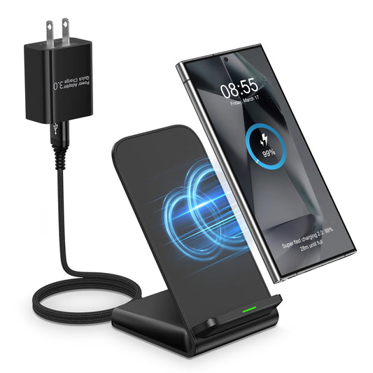 Cargador inalámbrico para Samsung S24 S25 Ultra, estación de carga rápida para teléfonos Android, Samsung Galaxy S25+ S24 Plus S24FE S23FE S22 S21, iPhone 15 Pro Max Plus 14, con adaptador de 18 W.