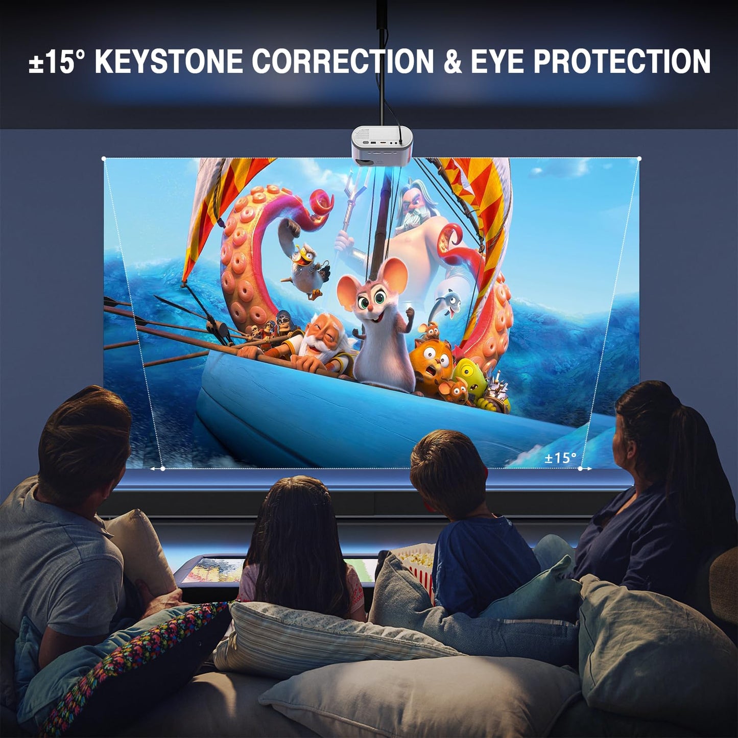 Miniproyector VISSPL Full HD 1080P, portátil para exteriores con trípode, ideal para niños, compatible con Android, iOS, Windows, TV Stick, HDMI y USB.
