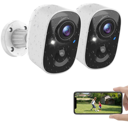 MaxiViz Security Cameras Wireless Outdoor, Battery Powered Cameras for Home Security w/AI Motion Detection, Spotlight & Siren Alarm, 2K Color Night Vision, IP66 Weatherproof, SD/Cloud Storage, 2Pack