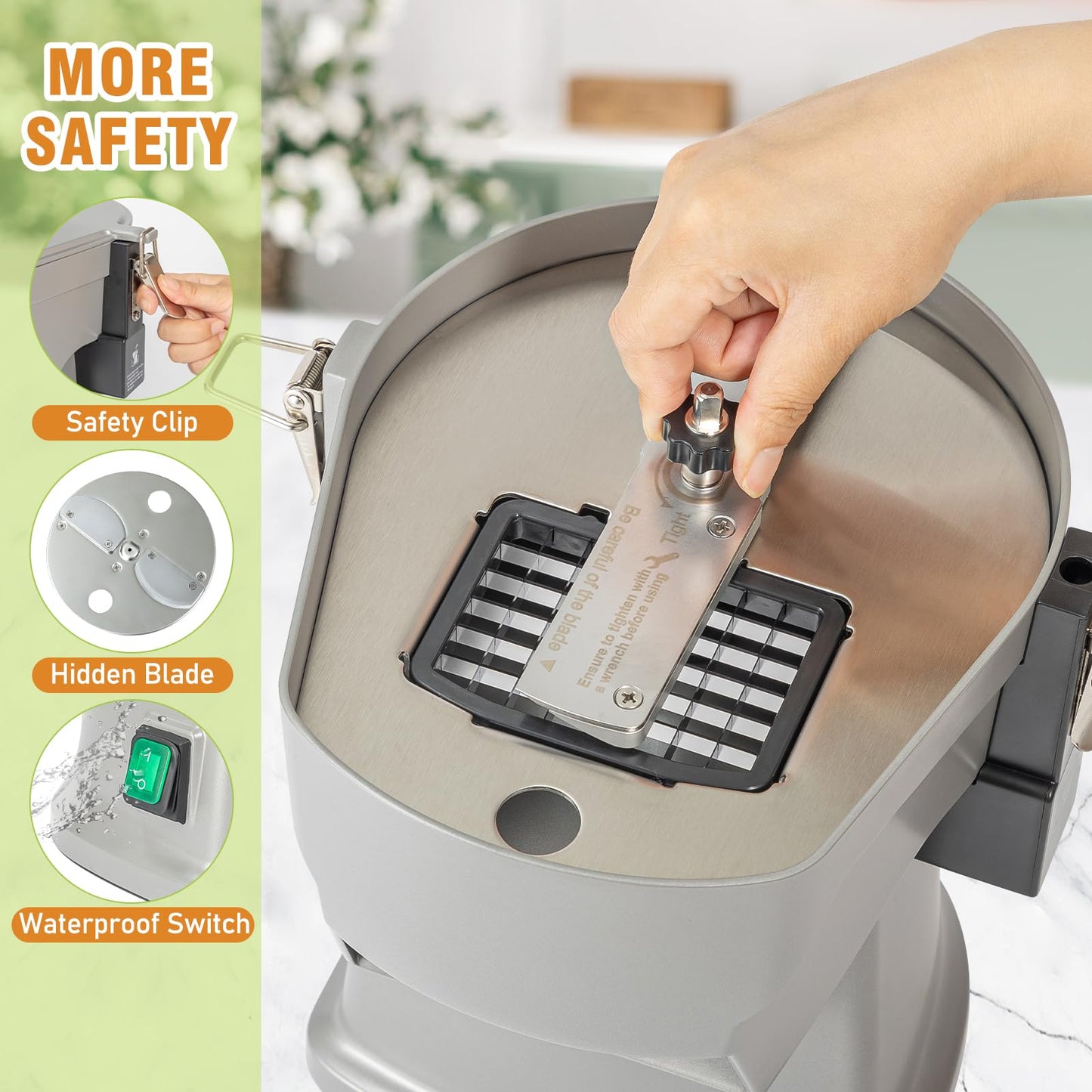 4 in 1 Electric Vegetable Chopper Adjustable Thickness Mandoline Slicer＆Dicer Suitable for Shredding Onions can be French Fry Cutter Veggie Processor with Multi Stainless Steels Blades 110V