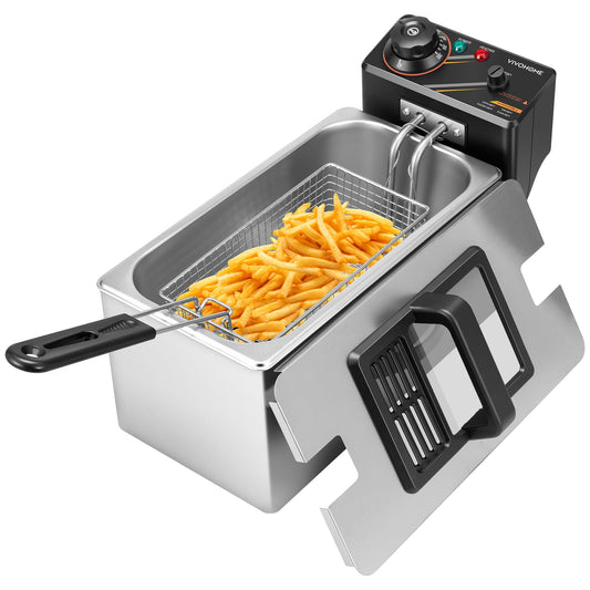 VIVOHOME Electric Deep Fryer with 4L / 17 Cup Oil Capacity, Stainless Steel Oil Fryer with Temperature Control and Lid