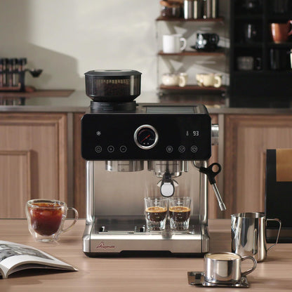 Auto Distribute & Tamp Espresso Machine with Grinder, Barista Coffee Machine with Cold Brew, Milk Frother for Latte, Cappuccino Machine for Home, Easy 2-Step Espresso Brewing for Beginner