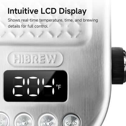 HIBREW H10B - Cafetera espresso de 51 mm - Temperatura y volumen de taza ajustables a voluntad - Con pantalla inteligente y manómetro - Cuerpo de acero inoxidable