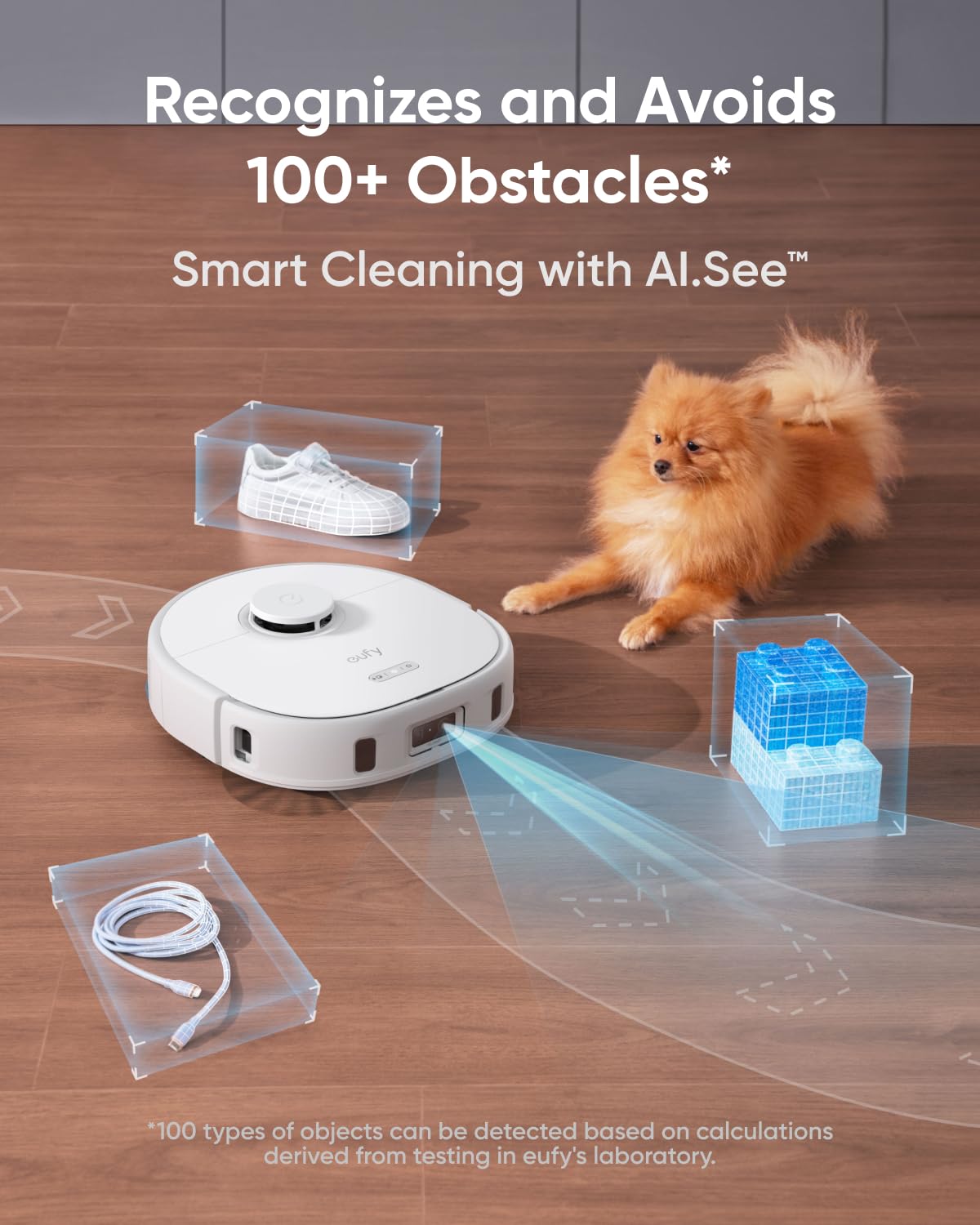 eufy X10 Pro Omni Robot Vacuum and Mop Combo, 8,000 Pa Suction, Dual Mops with 12 mm Auto-Lift and Carpet Detection, AI Obstacle Avoidance, Auto Mop Washing, Auto Drying, Self-Emptying, White