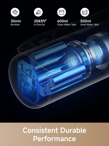 Aspiradora en seco y húmedo MOVA K30 SE, trapeador inteligente con alcance de 180°, limpieza de doble filo de 0", autolimpieza con una sola pulsación, ligera, potente aspiradora de 18000 Pa para pisos duros y pelo de mascotas.