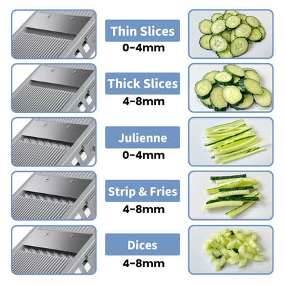Vegetable Chopper with Adjustable Thickness - Safe Mandoline Food Slicer for Kitchen, Multifunctional Veggie Chopper Vegetable Cutter Slicer Dicer, All in 1, can Slice, Shred -Blue