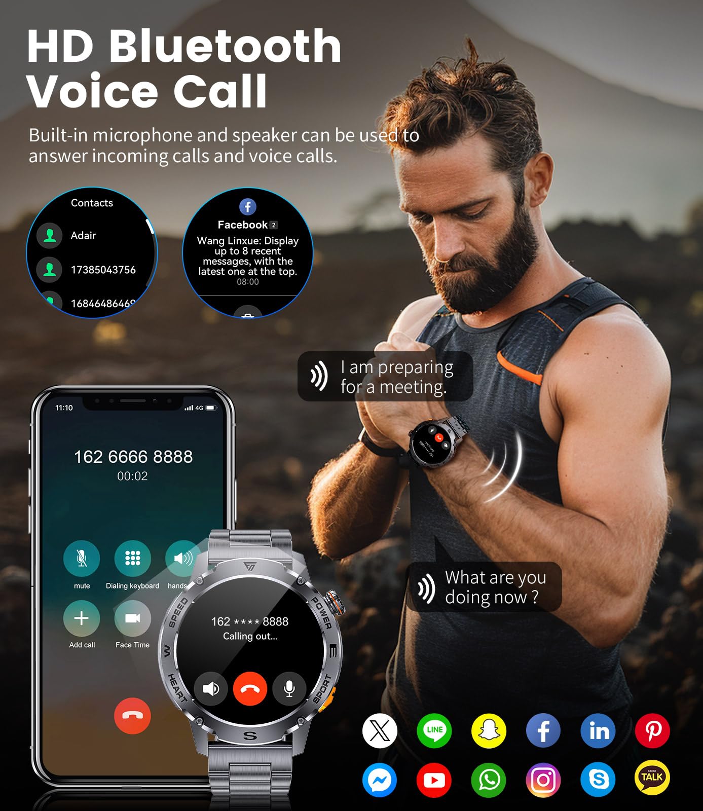 FOXBOX Military Smart Watch for Men(Answer/Dial Calls), 1.43'' AMOLED Fitness Smartwatch with 460mAh Battery, Blood Oxygen, Heart Rate and Sleep Monitor Compatible with iOS Android Phones