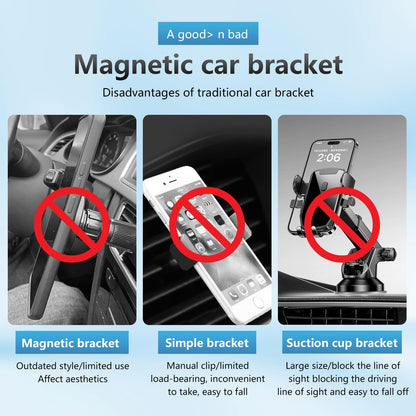 2PCS Mobile Phone Navigation Magnetic Bracket, L Type 360° Rotatable Car Phone Mount, Strong Magnet Mount for Any Smartphone (Black)