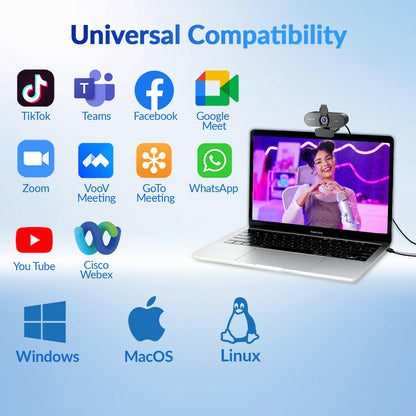NEWORK 4k Webcam, UHD Webcam 1080P@60FPS, PDAF+CDAF Autofocus, Privacy Cover, Plug&Play, Auto Light Correction, 79°FOV, 2 Noise-Cancelling Mics, Computer Camera 4k for Streaming/Video Calling/Gaming
