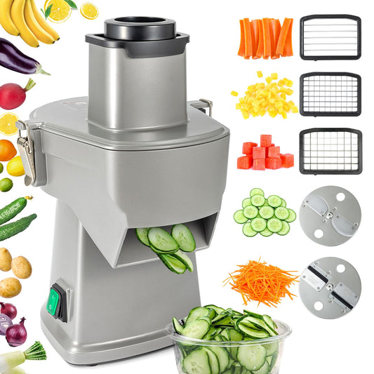 4 in 1 Electric Vegetable Chopper Adjustable Thickness Mandoline Slicer＆Dicer Suitable for Shredding Onions can be French Fry Cutter Veggie Processor with Multi Stainless Steels Blades 110V