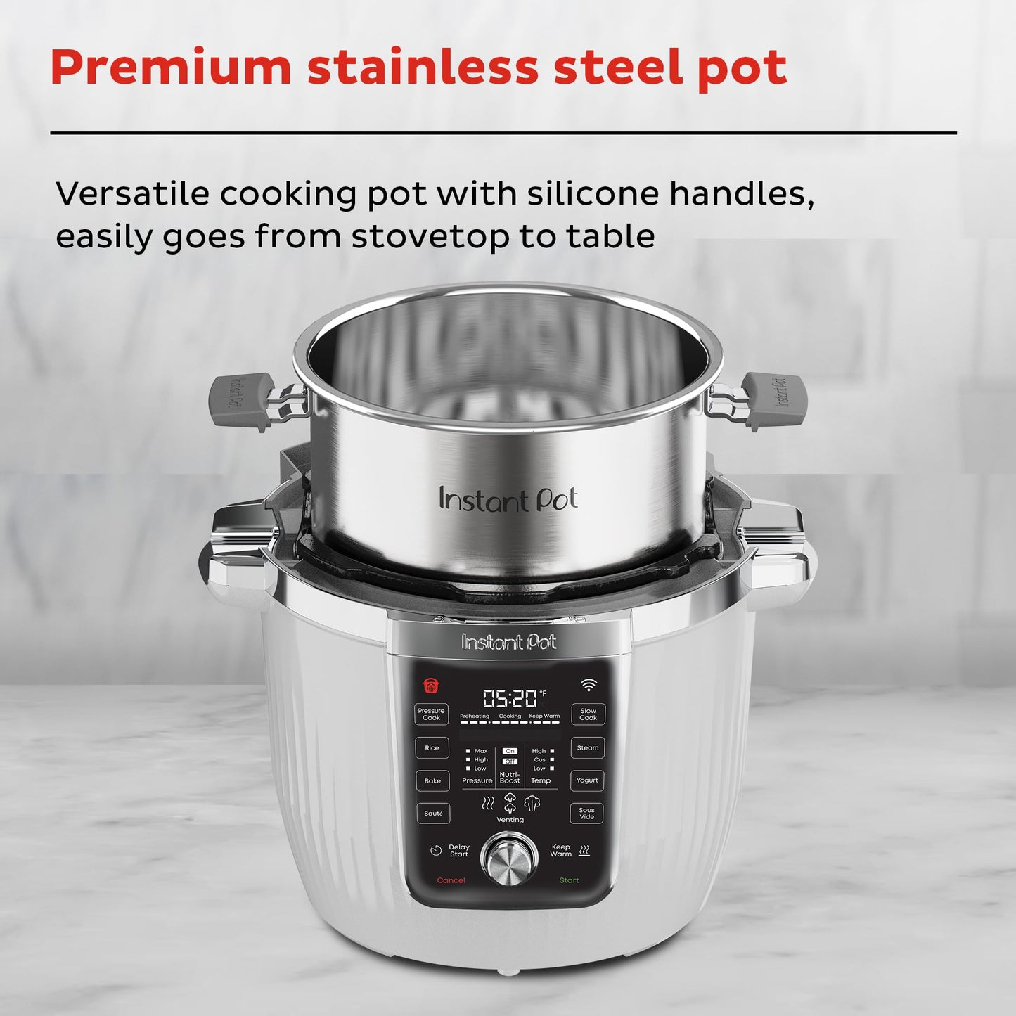 Instant Pot PRO Max - Olla a presión inteligente 10 en 1 con Wi-Fi, vaporera, salteadora, calentadora, arrocera, yogurtera, sous vide, panificadora, NutriBoost (incluye app con más de 2000 recetas) - 6 cuartos