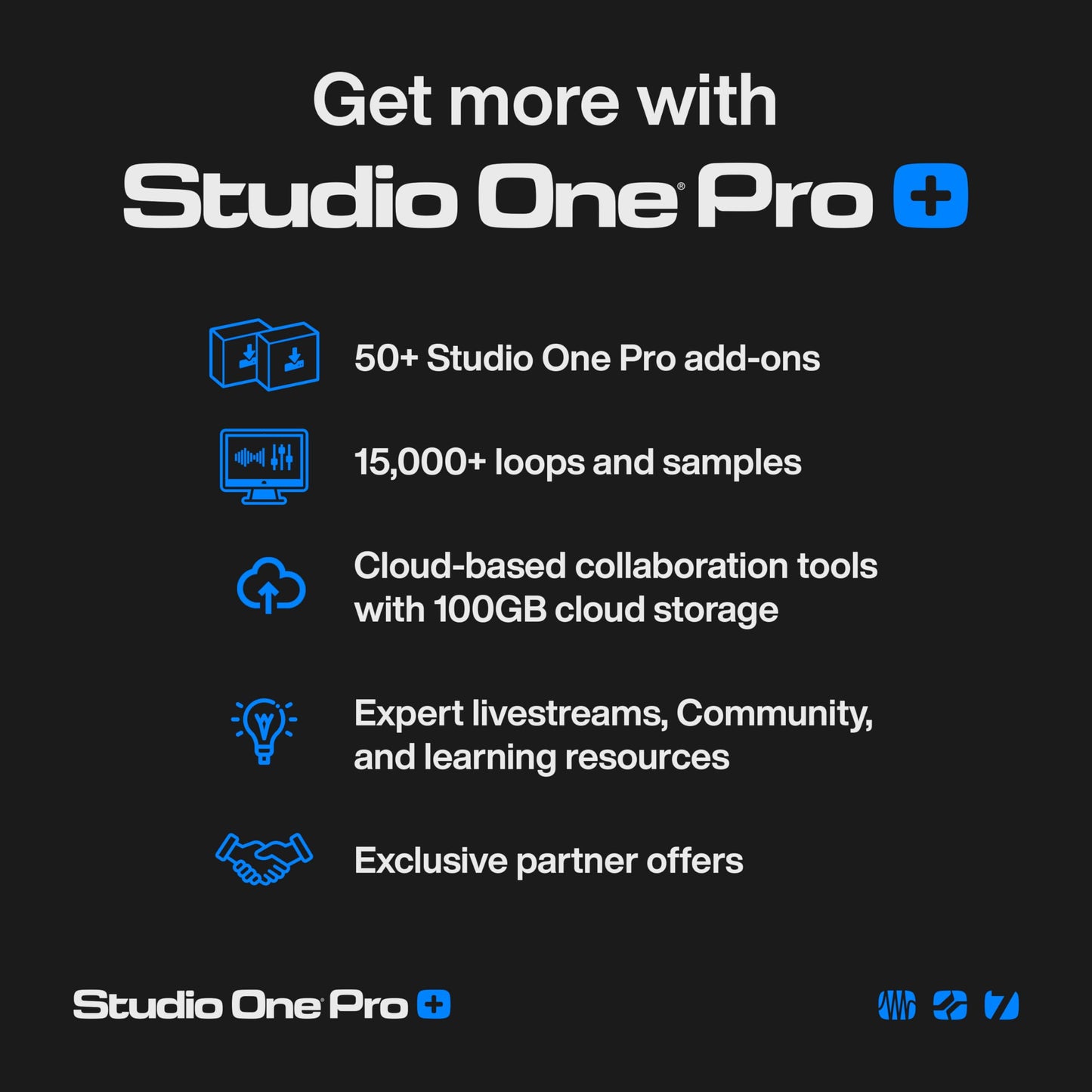 Licencia perpetua de Studio One Pro 7: software DAW de grabación y producción musical con separación de stems, integración de splice, mezcla, masterización, instrumentos virtuales, bucles y samples incluidos.
