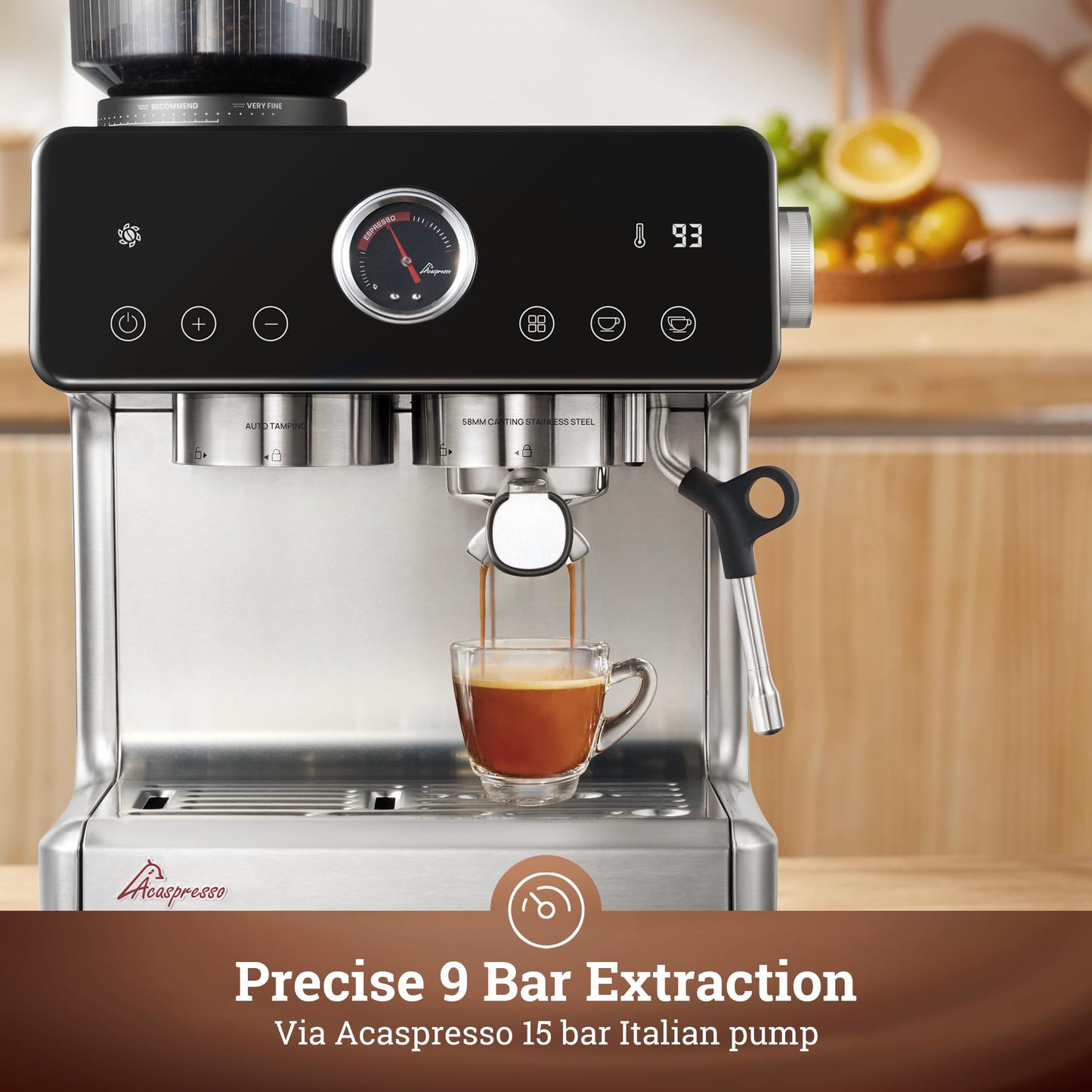Auto Distribute & Tamp Espresso Machine with Grinder, Barista Coffee Machine with Cold Brew, Milk Frother for Latte, Cappuccino Machine for Home, Easy 2-Step Espresso Brewing for Beginner