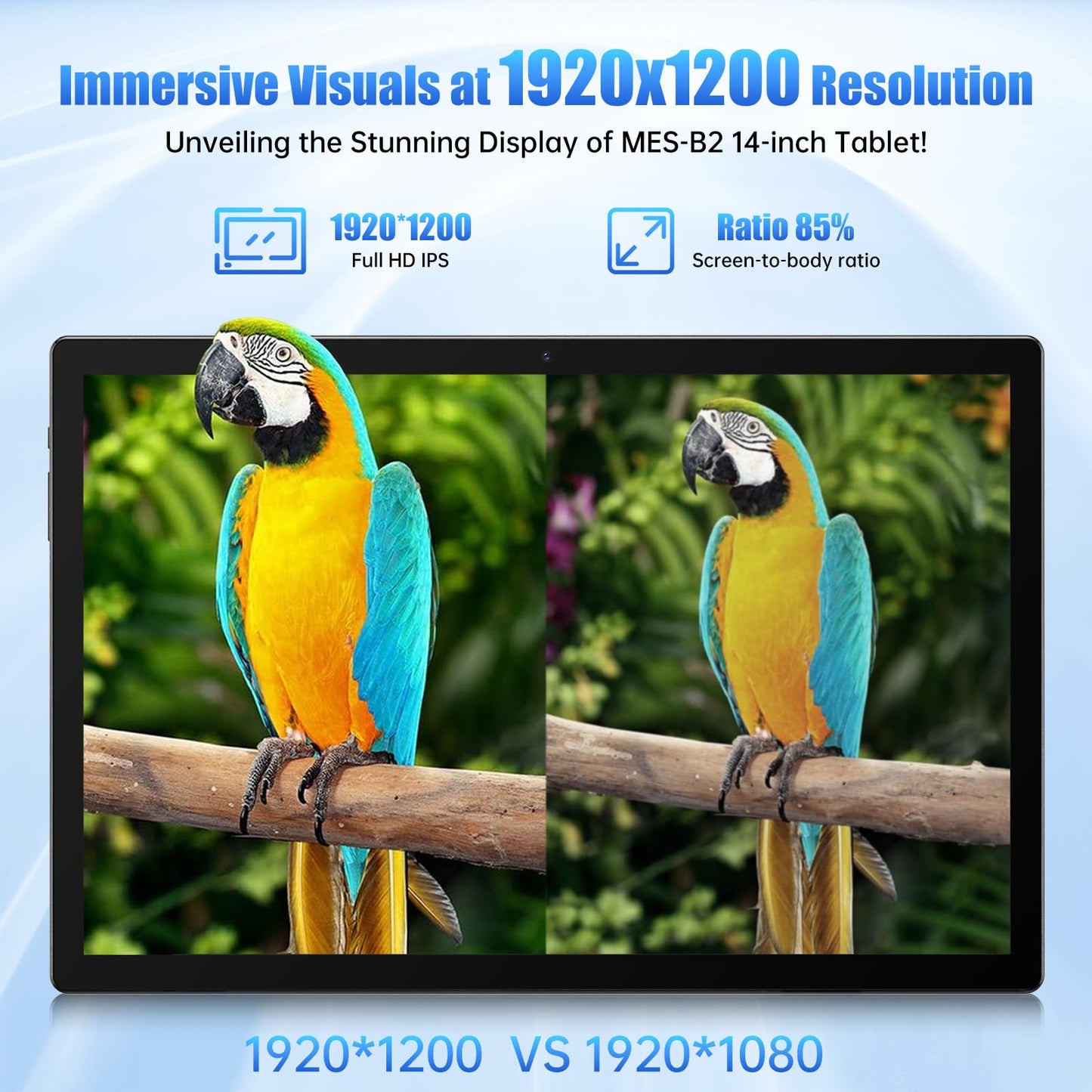 MESWAO 14 Inch Android 14 Tablet, 2025 Large Tablet Upgraded with 1200P IPS WUXGA Big Screen, 8Core Processor, G99 CPU, 6GB+128GB, Max 1TB TF Card, Wi-Fi 5, 5MP + 32MP, 12000mAh All-Day Battery Life