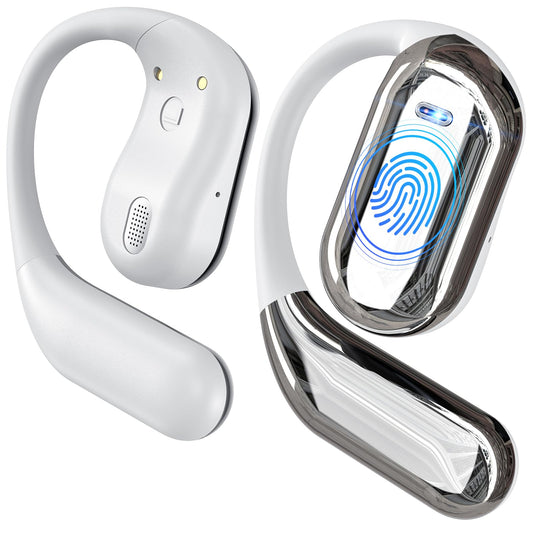 EUQQ Open Ear Bluetooth 5.4 Headphones, Wireless Earbuds Sport Over Earphones Built-in Mic with Ear Hooks 50H Playtime Ear Buds LED Display Charging Case