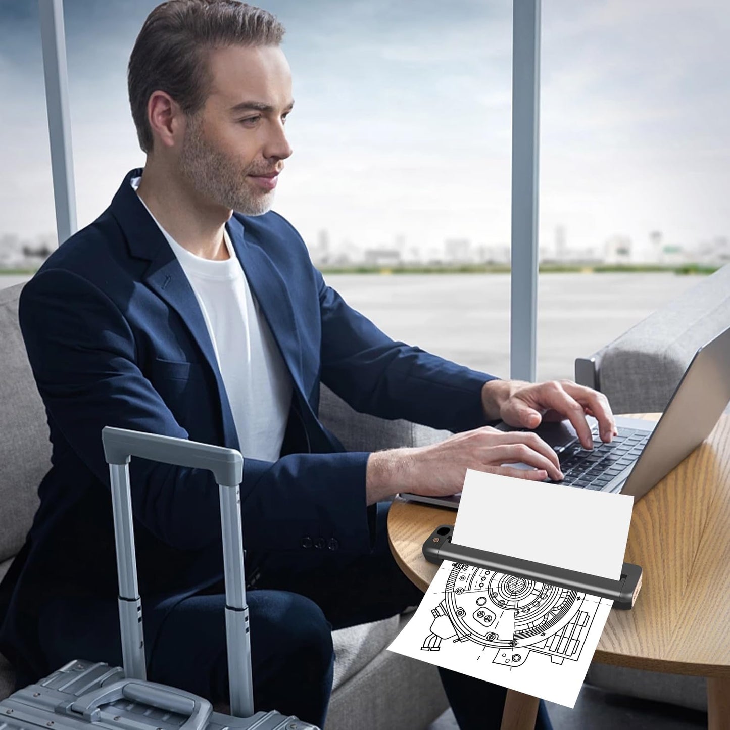 Rongta Portable Printers Wireless for Travel, WiFi & Bluetooth Mobile Printer, Thermal Inkless Printer for School/Office/Home Use, Compatible with Android,iOS & Laptop (F81)