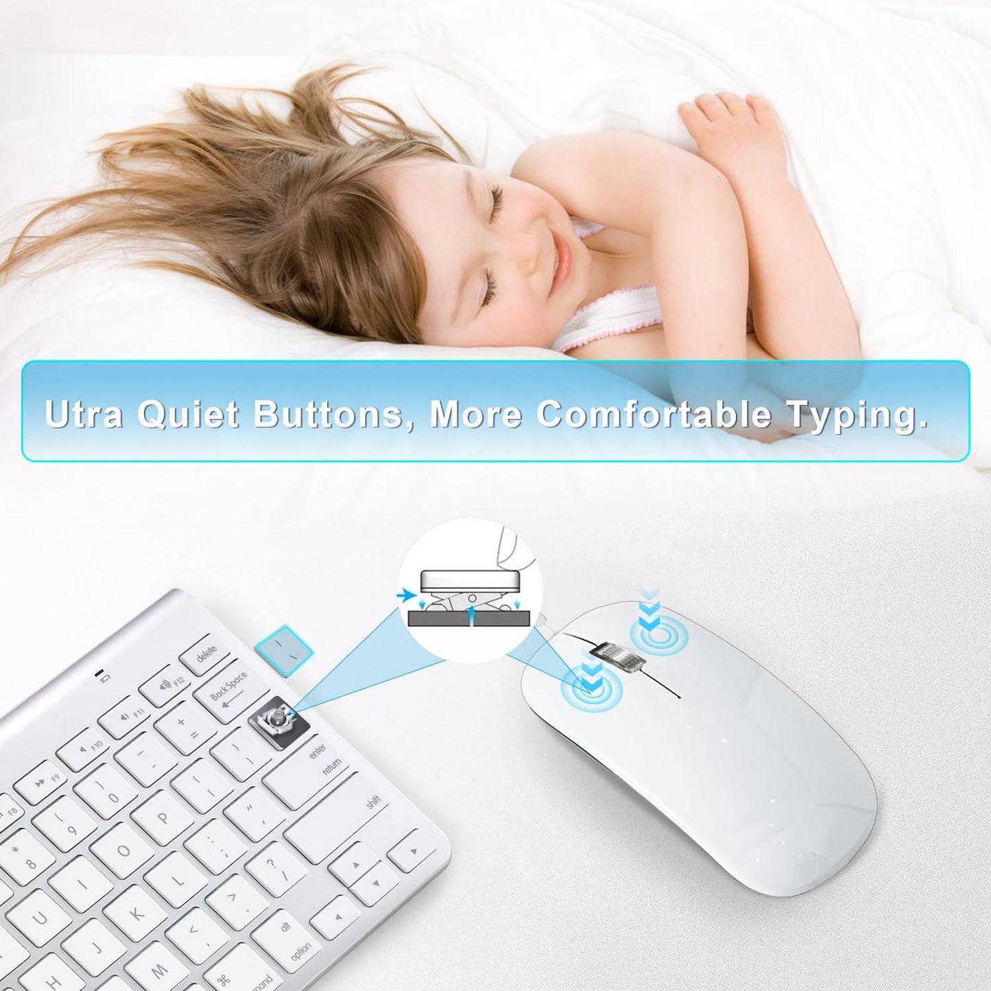 Teclado y ratón inalámbricos para Mac Bluetooth USB C Compatible con Apple MacBook Air Pro iMac iPad y portátiles Windows Tabletas Android
