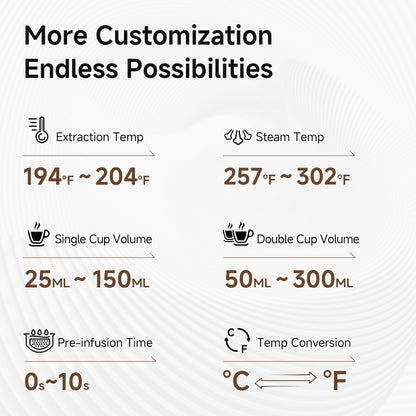 HIBREW H10B - Cafetera espresso de 51 mm - Temperatura y volumen de taza ajustables a voluntad - Con pantalla inteligente y manómetro - Cuerpo de acero inoxidable