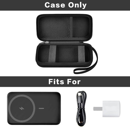 Case for Anker Magnetic Battery 10,000mAh Foldable Wireless Portable Charger, 633/622/621/321 5,000mAh Power Bank (MagGo) Holder, Storage for Baseus 6000mAh Cell Phone Power Delivery -Case Only-Black