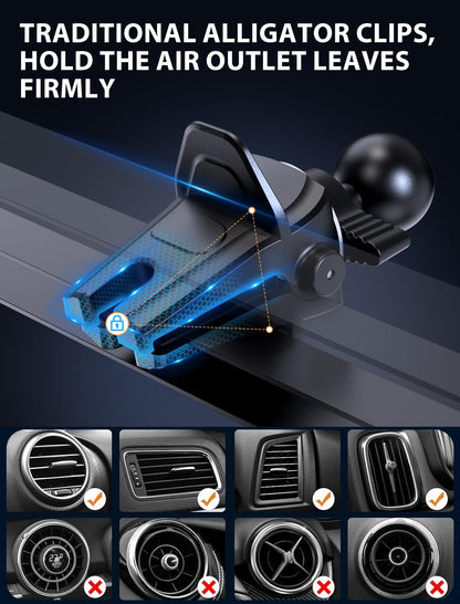 Cargador inalámbrico para coche MOKPR de 15 W, carga rápida, sujeción automática, soporte para teléfono en la rejilla de ventilación, compatible con iPhone 16/15/14/13/13 Pro/12 Pro/12/11, Samsung Galaxy S23/S22/S21/S20, etc.