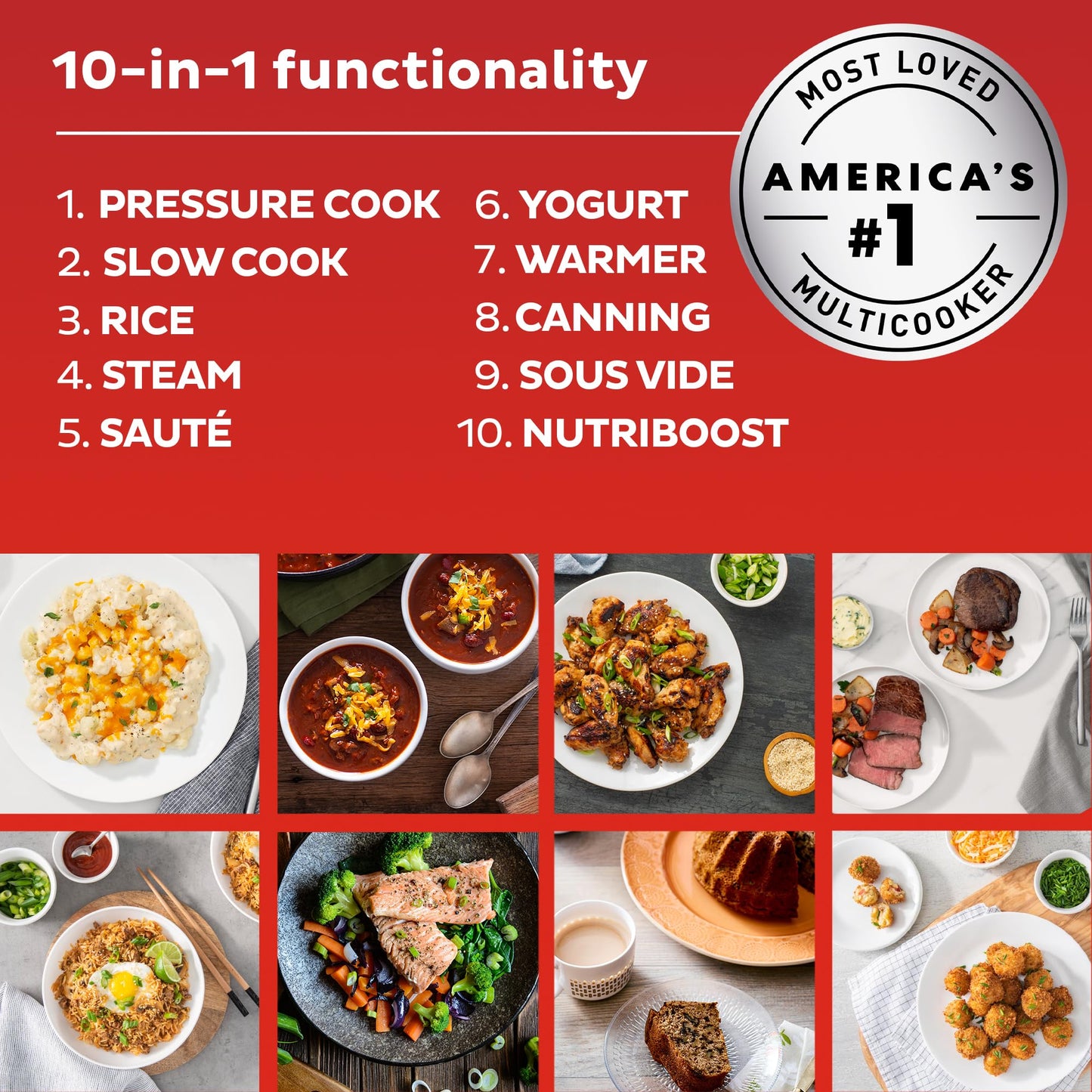 Instant Pot PRO Max - Olla a presión inteligente 10 en 1 con Wi-Fi, vaporera, salteadora, calentadora, arrocera, yogurtera, sous vide, panificadora, NutriBoost (incluye app con más de 2000 recetas) - 6 cuartos