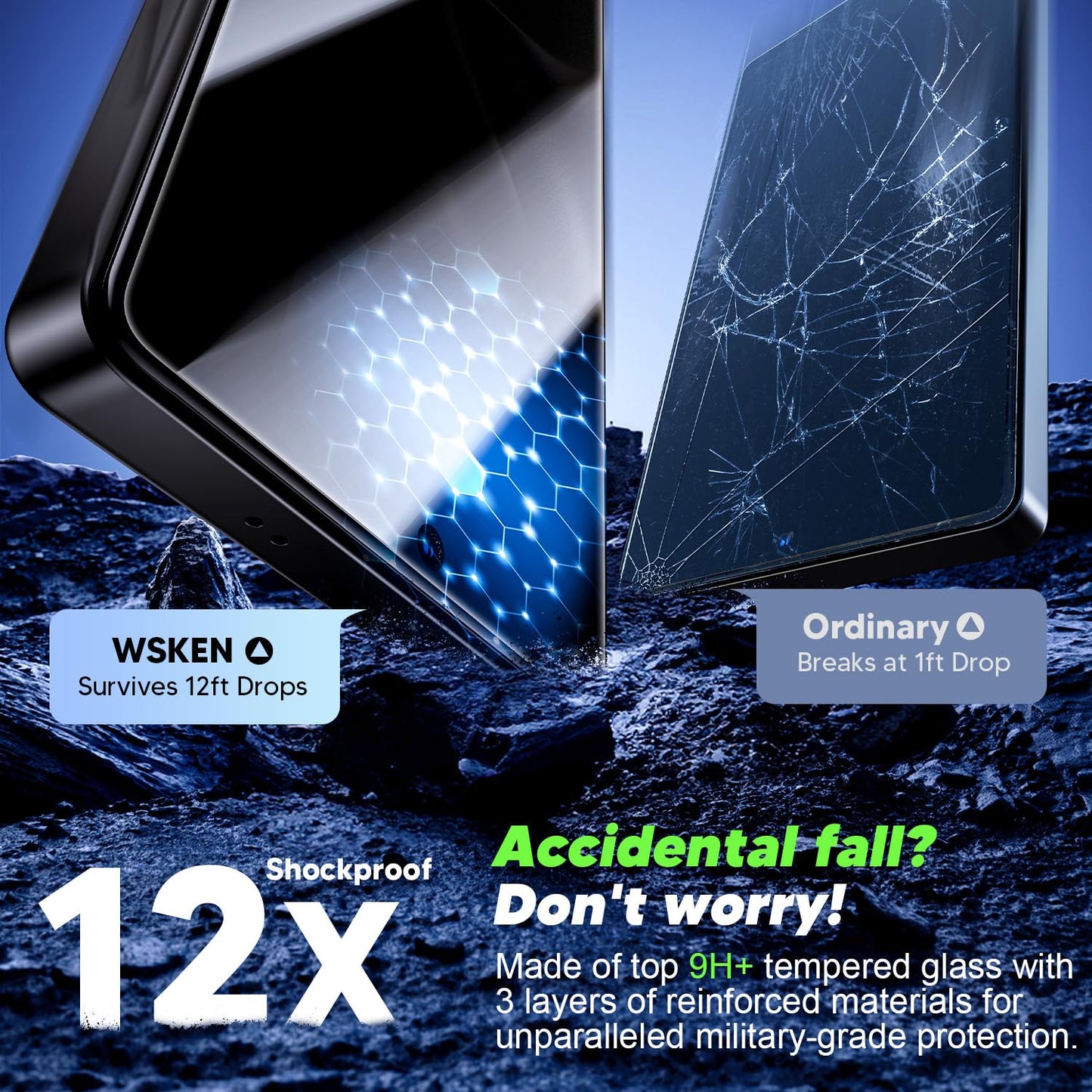 Protector de pantalla WSKEN para Samsung Galaxy S25 Ultra Privacy - [Antiespía de 24°] [Desbloqueo de huella dactilar de 0.02 s] [Eliminación automática de polvo] [Sin burbujas] Vidrio templado 9H+ de alta durabilidad, compatible con fundas, paquete de 2