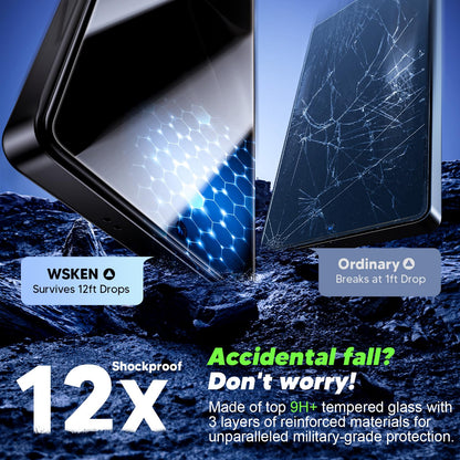 Protector de pantalla WSKEN para Samsung Galaxy S25 Ultra Privacy - [Antiespía de 24°] [Desbloqueo de huella dactilar de 0.02 s] [Eliminación automática de polvo] [Sin burbujas] Vidrio templado 9H+ de alta durabilidad, compatible con fundas, paquete de 2