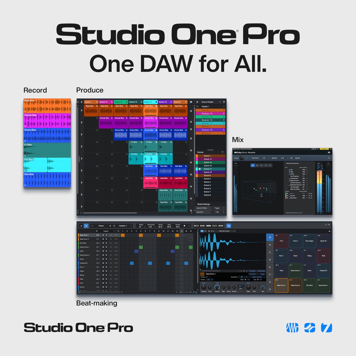 Licencia perpetua de Studio One Pro 7: software DAW de grabación y producción musical con separación de stems, integración de splice, mezcla, masterización, instrumentos virtuales, bucles y samples incluidos.