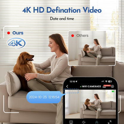 Braload Mini Camera, 4K HD Nanny Cam for Home - Smallest WiFi Wireless Camera with Motion Detection, App Control, Cloud & SD Storage, No WiFi Needed for Pet/Baby/Nanny Surveillance