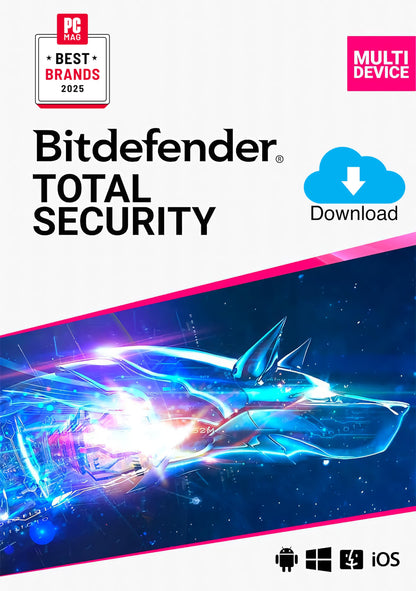 Bitdefender Total Security - 5 Devices | 1 year Subscription | PC/Mac | Activation Code by email