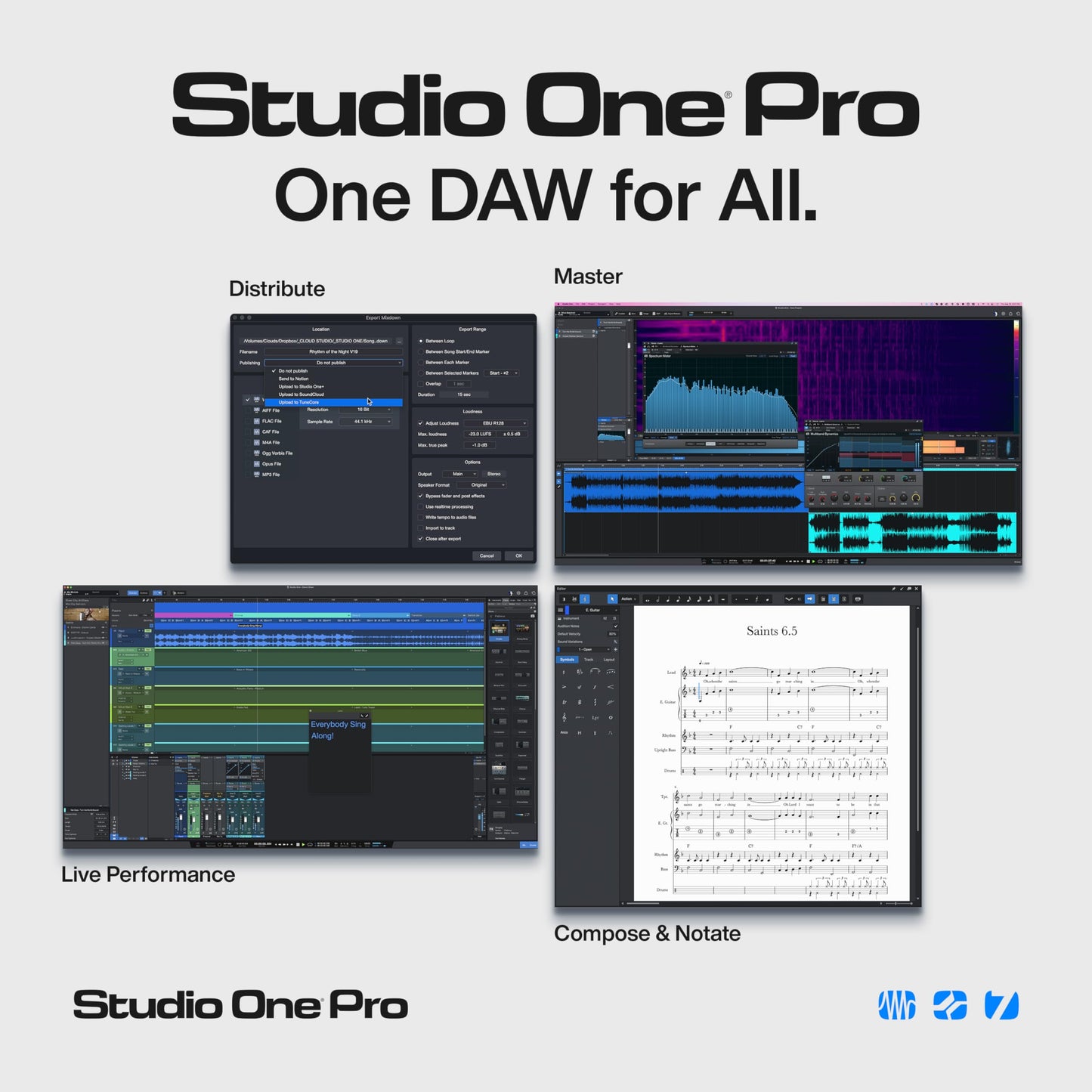 Licencia perpetua de Studio One Pro 7: software DAW de grabación y producción musical con separación de stems, integración de splice, mezcla, masterización, instrumentos virtuales, bucles y samples incluidos.