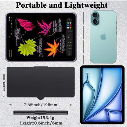 Teclado inalámbrico portátil ultraligero Luntak, miniteclado Bluetooth delgado multidispositivo con soporte angular y funda de cuero, teclado de viaje plegable recargable para iPad/PC/Android/Windows/iOS (negro)